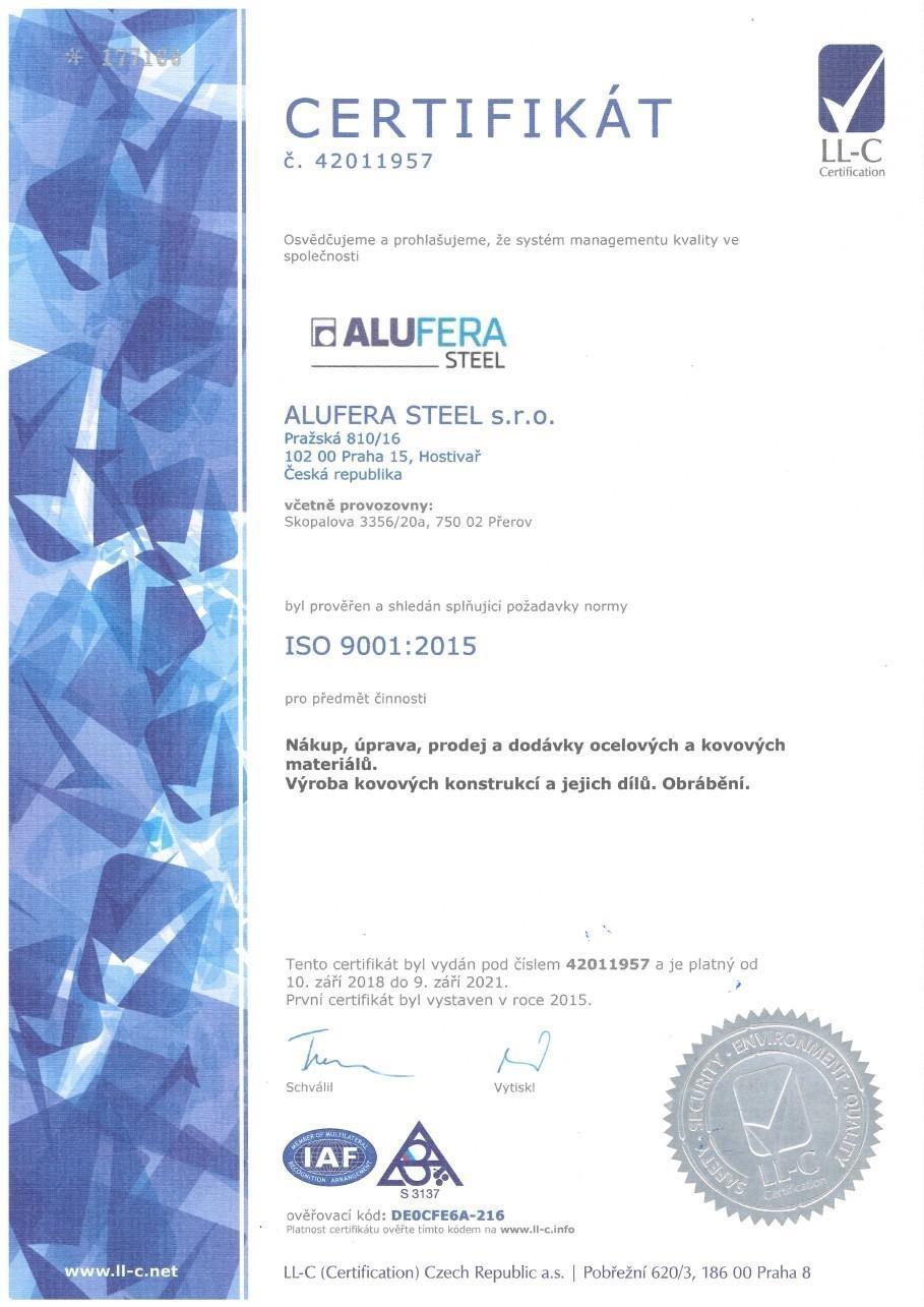 CERTIFIKÁT ISO 9001:2015